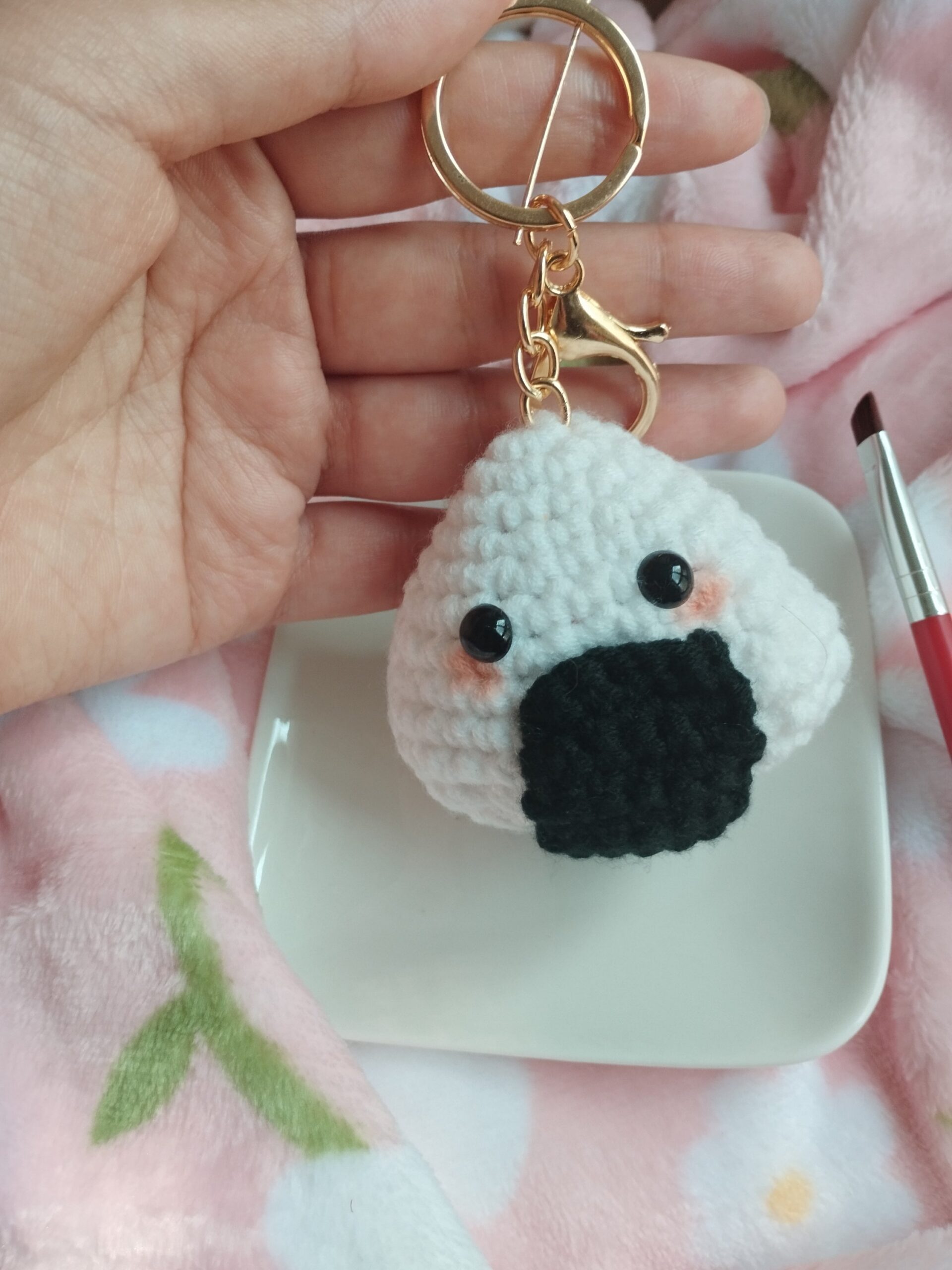 Oni| Porte clés onigiri kawaii au crochet 🍙